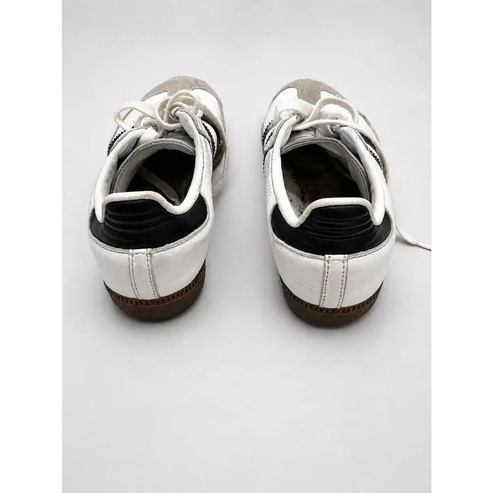 Adidas Samba OG White Black Gum Leather Sneakers Youth Size 3.5 Pre-Owned